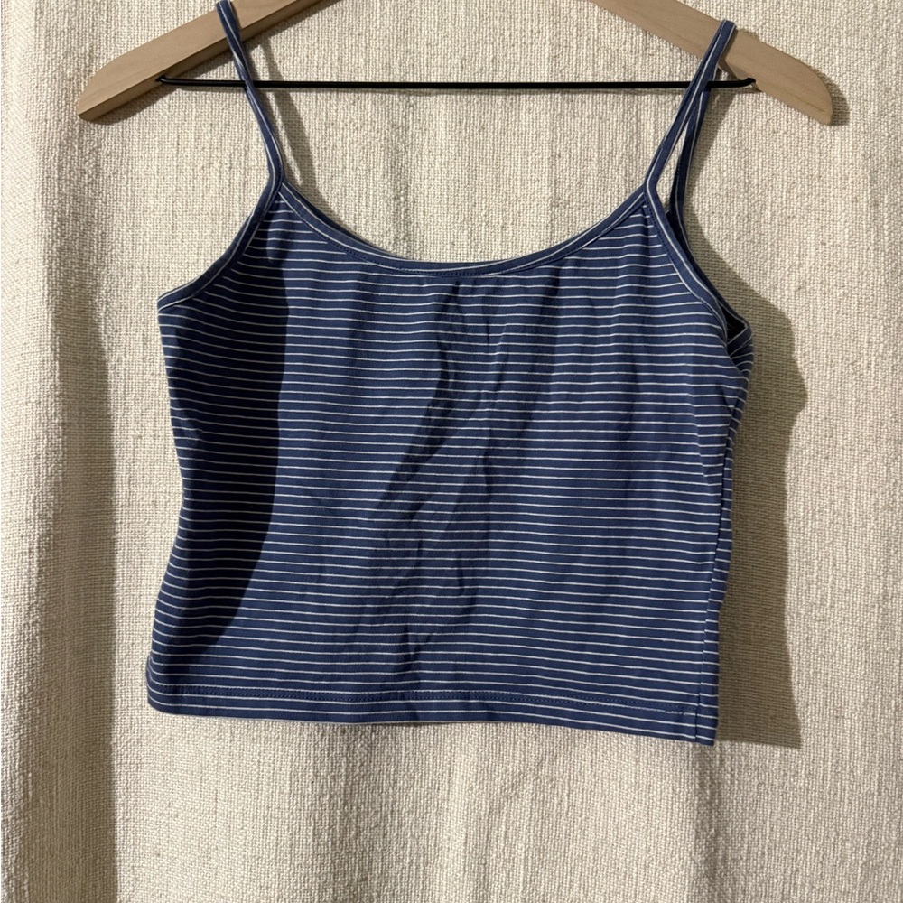 Brandy Melville Navy and White Striped Camisole
